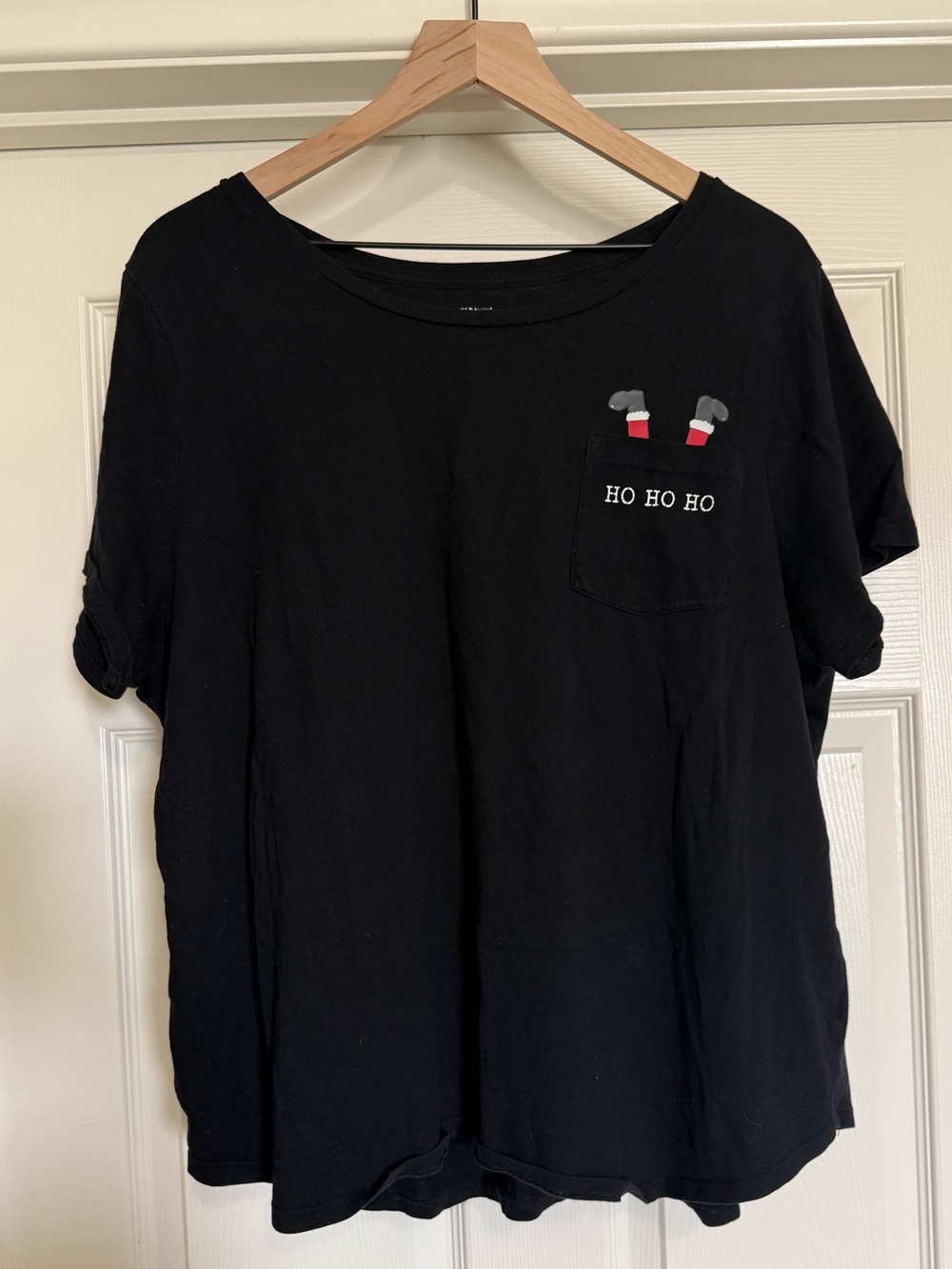 Old Navy XXL Black Santa Ho Ho Ho Pocket Christmas T-Shirt Holiday Tee